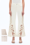 High Rise Lace Embroidered Wide Leg Pants