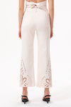 High Rise Ankle Embroidered Lace Straight Leg Pants