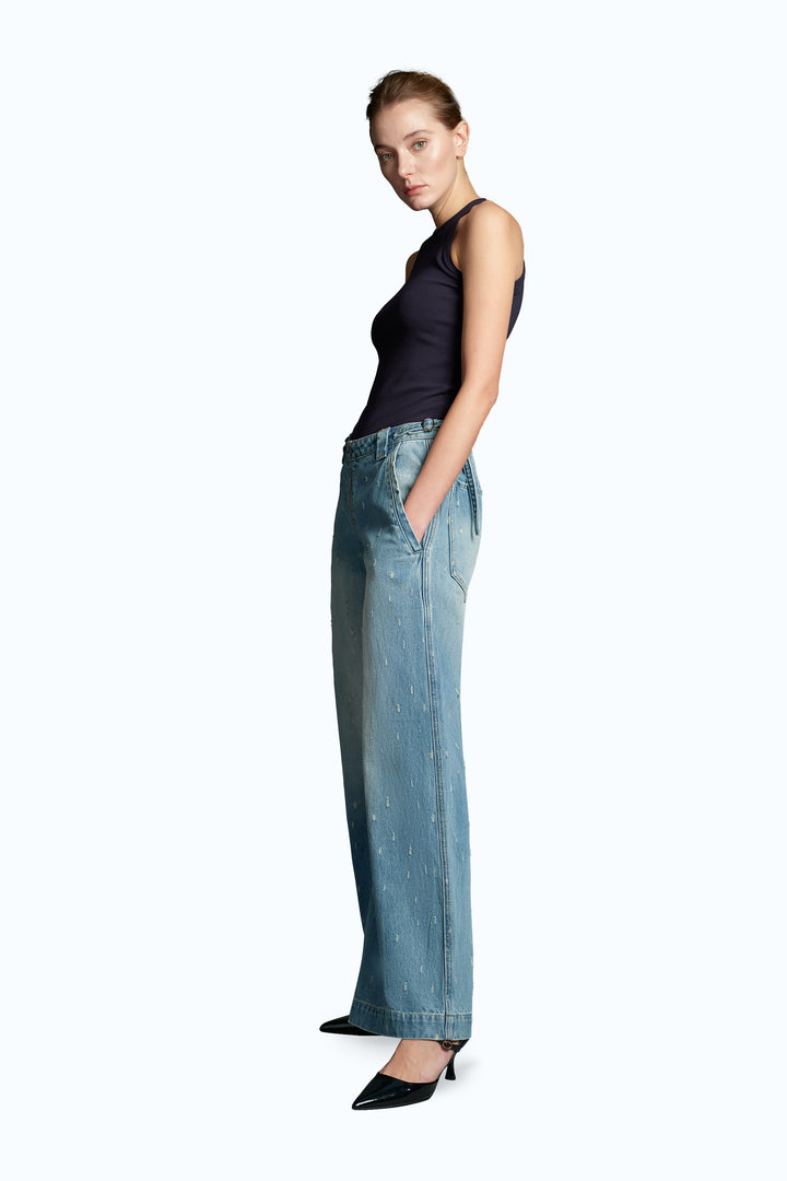 Low Rise Drop Crotch Wide Leg Denim Jeans