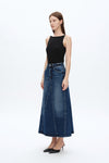 Faded Wash Denim A-Line Skirt