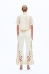 High Rise Lace Embroidered Wide Leg Pants