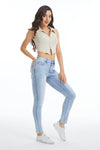 Ella Mid Rise Skinny Jeans With Rhinestones-Skinny-BAYEAS