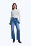 Faded Wash Wide Leg Jeans-Straight-BAYEAS
