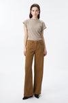 Mid Rise Textured Wide Leg Pants
