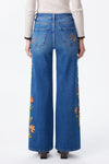 New York High Rise Embroidered Wide Leg Jeans