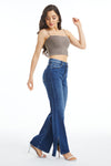 High Rise Wide Leg Denim Jeans With Slit-Wide Leg-BAYEAS