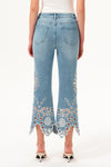 High Rise Embroidered Lace Flare Jeans