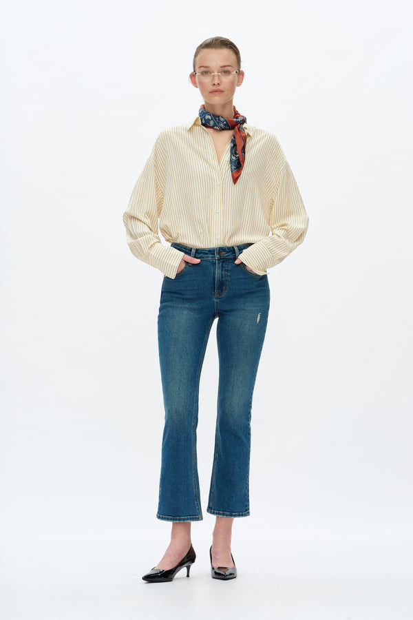 High Rise Cropped Flare Pants