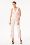 High Rise Ankle Embroidered Lace Straight Leg Pants