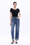 High Rise Straight Leg Jeans-Straight-BAYEAS
