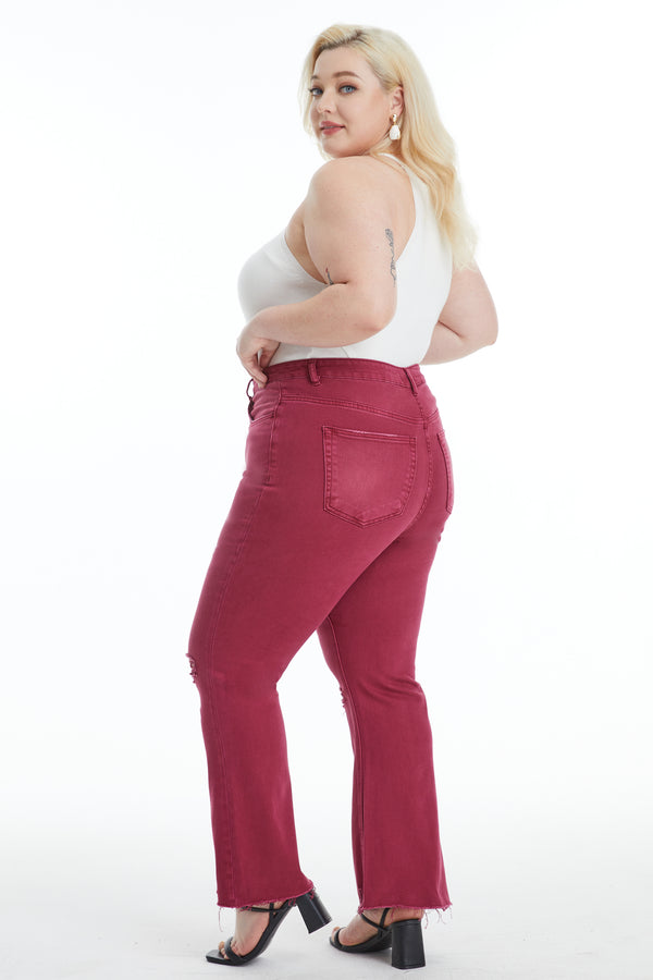 High Rise Ankle Distressed Flare Pants