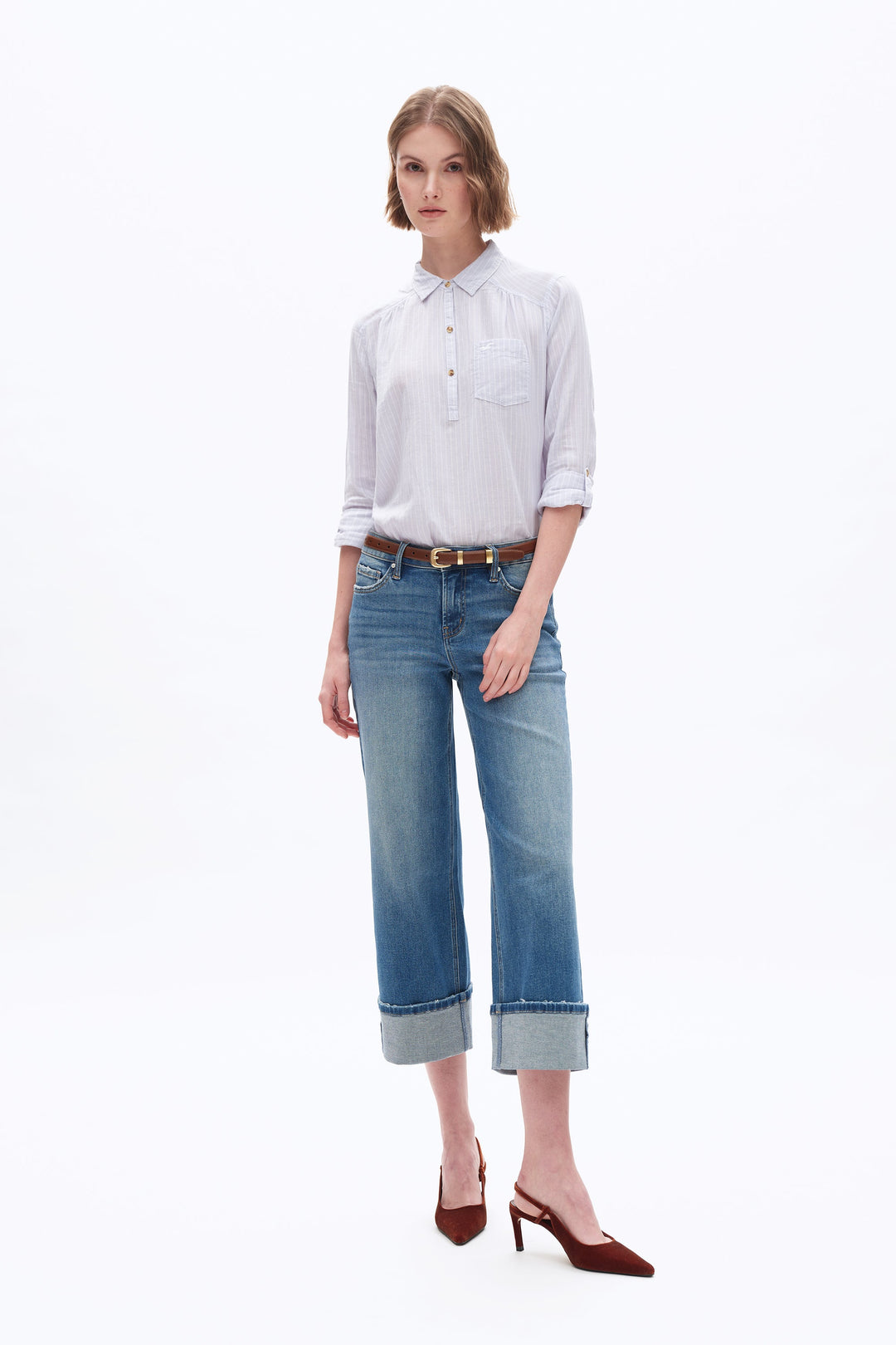 Low Rise Relax Straight Leg Crop Denim Jeans