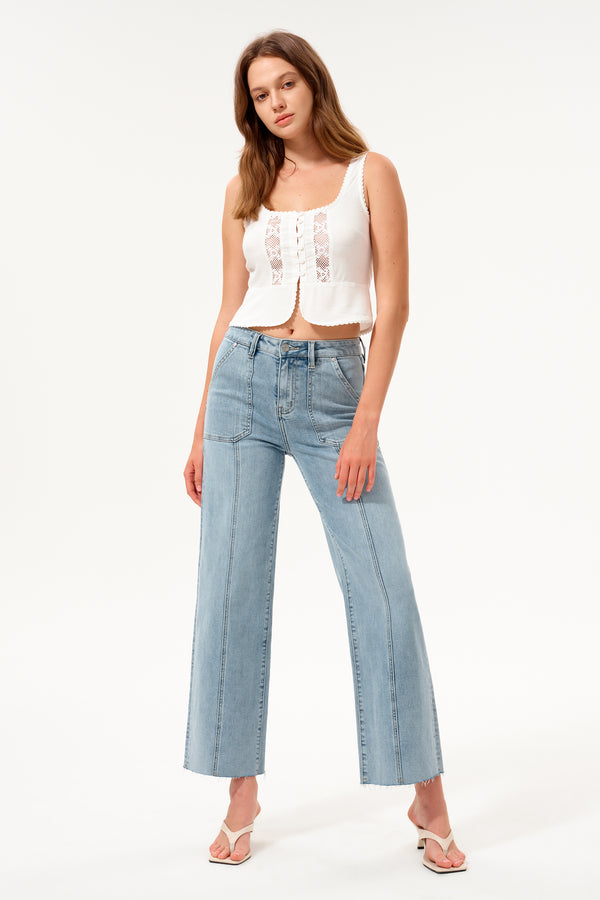 Jess High Rise Relaxed Straight Denim Jeans