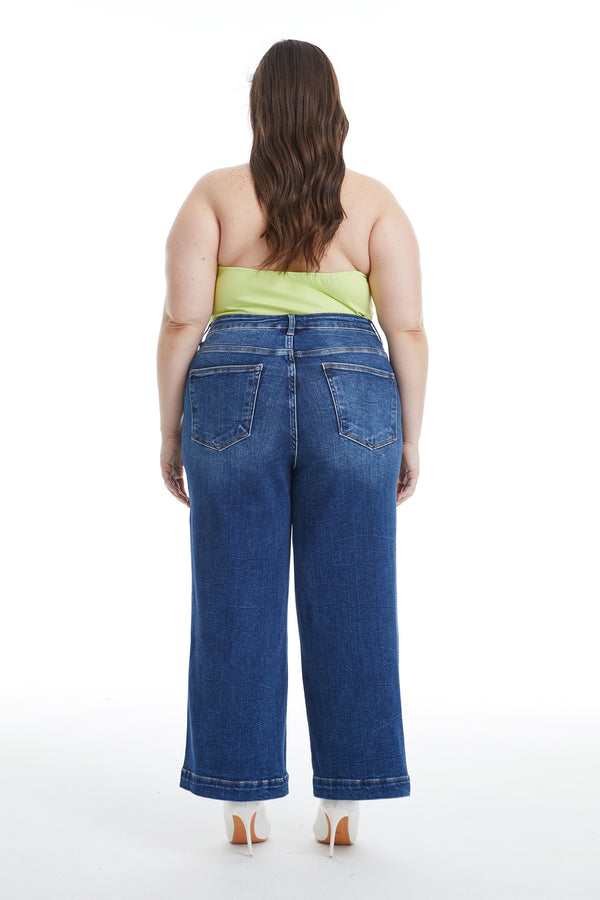 Mid Rise Wide Leg Crop Flare Jeans
