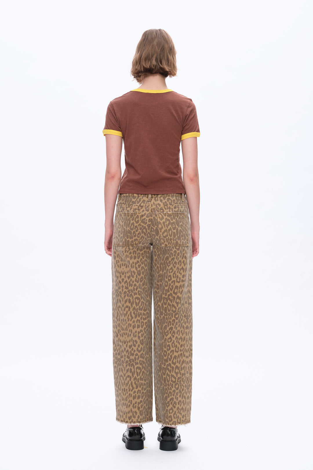 Mid Rise Leopard Print Relax Straight Pants