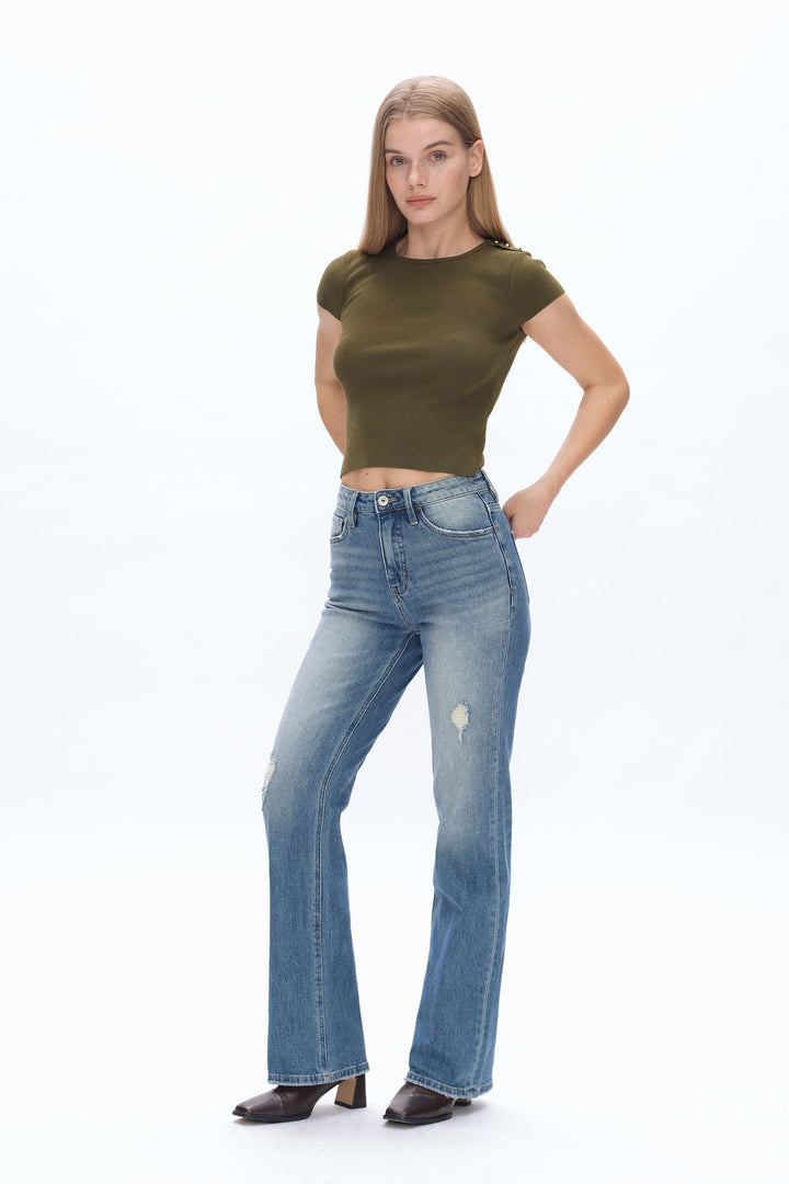 Super High Rise Wide Leg Denim Jeans