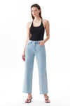 High Rise Ankle Embroidered Straight Leg Jeans