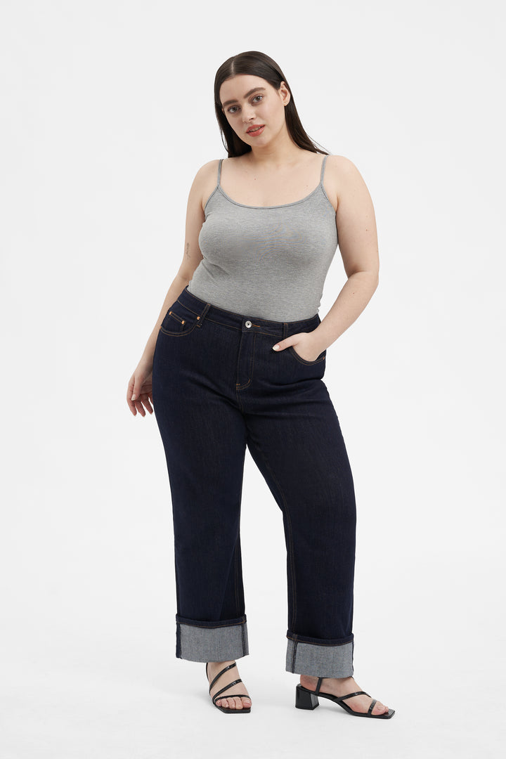 High Rise Straight Denim Jeans Plus Size