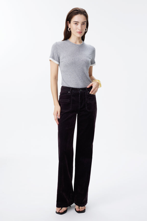 Corduroy Mid Rise Wide Leg Jeans