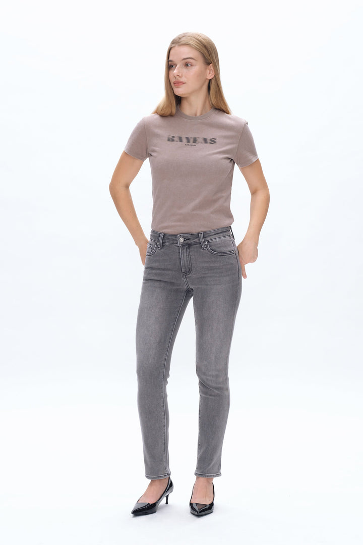 Emily Mid Rise Slim Straight Denim Jeans