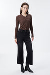 High Rise Cropped Distressed Wide Leg Jeans
