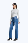 Faded Wash Wide Leg Jeans-Straight-BAYEAS