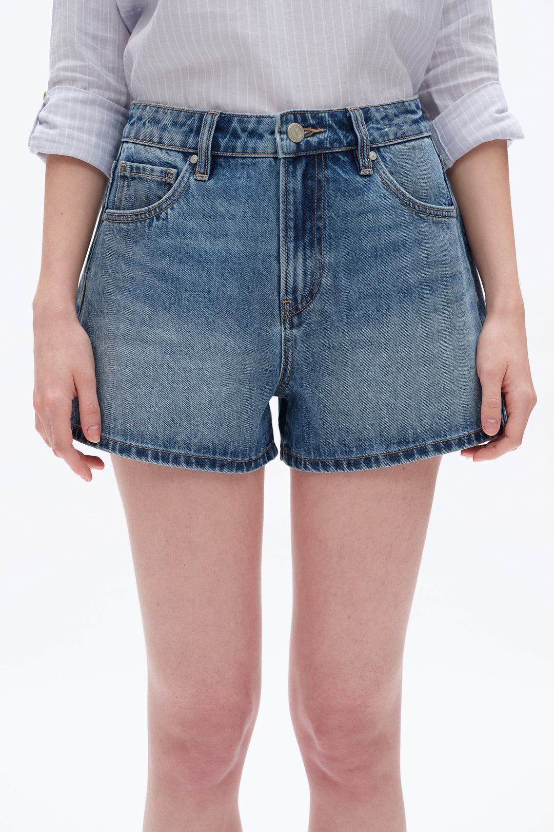 Mid Rise Denim Shorts