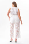 High Rise Floral Embroidered Wide Leg Pants
