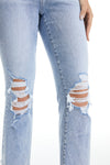 Cropped Distressed Bootcut Jeans