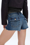Distressed Raw Hems Denim Shorts-Shorts-BAYEAS