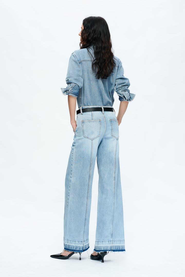 Jermy Mid Rise Wide Leg Denim Jeans