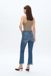 Rita High Rise Frayed Hem Ankle Flare Denim Jeans