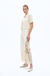 High Rise Lace Embroidered Wide Leg Pants