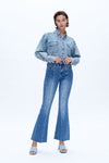 Hight Rise Flare Jeans With Raw Hem