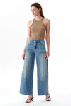 High Rise Appliqué Barrel Leg Jeans