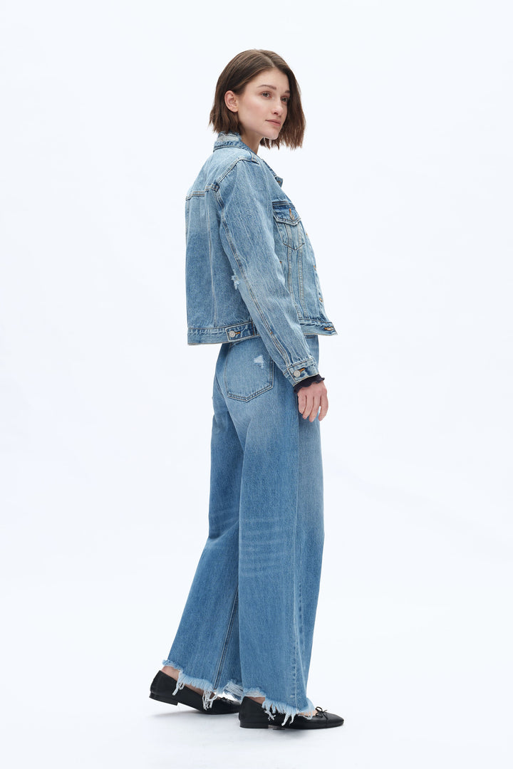 High Rise Drop Crotch Barrel Denim Jeans