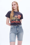 Ally Mid Rise Denim Shorts With Raw Hem