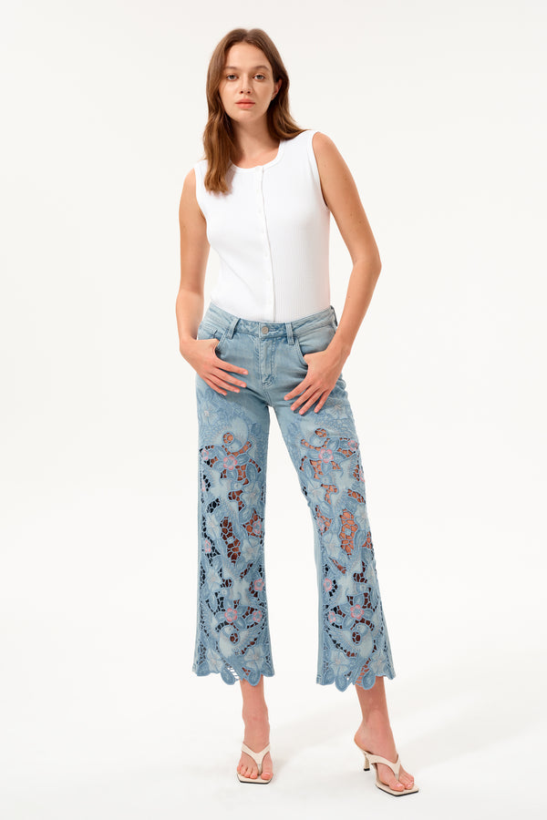 Mid Rise Straight Jeans