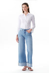 Mid Rise Cuffed Wide Leg Jeans