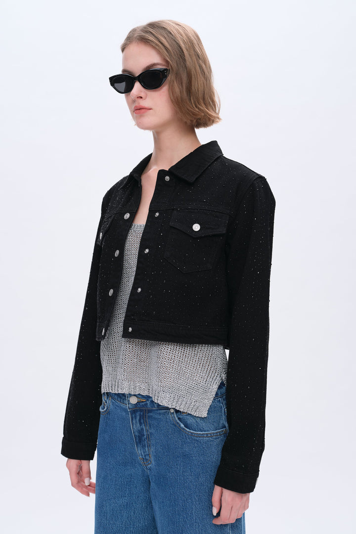 Alice Denim Jacket With Rhinestones