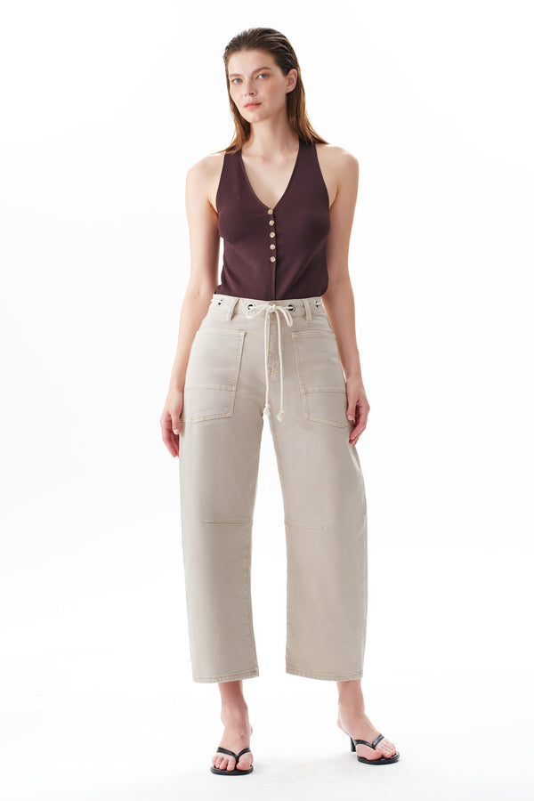 Greta High Rise Drawstring Barrel Pants
