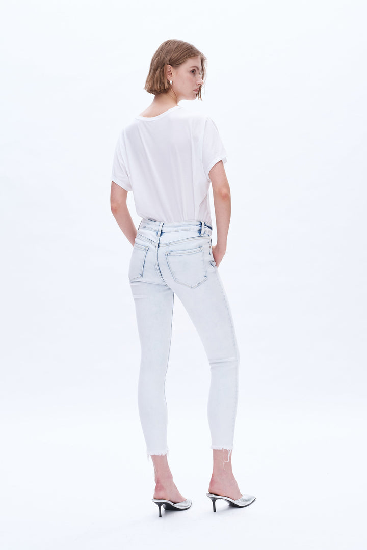 Beth Mid Rise Skinny Jeans With Frayed Hem