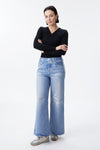 Distressed High Rise Wide Leg Jeans