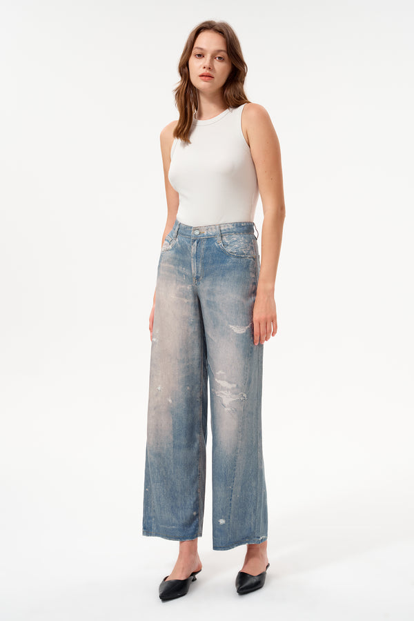 Seoul Mid Rise Wide Leg Jeans
