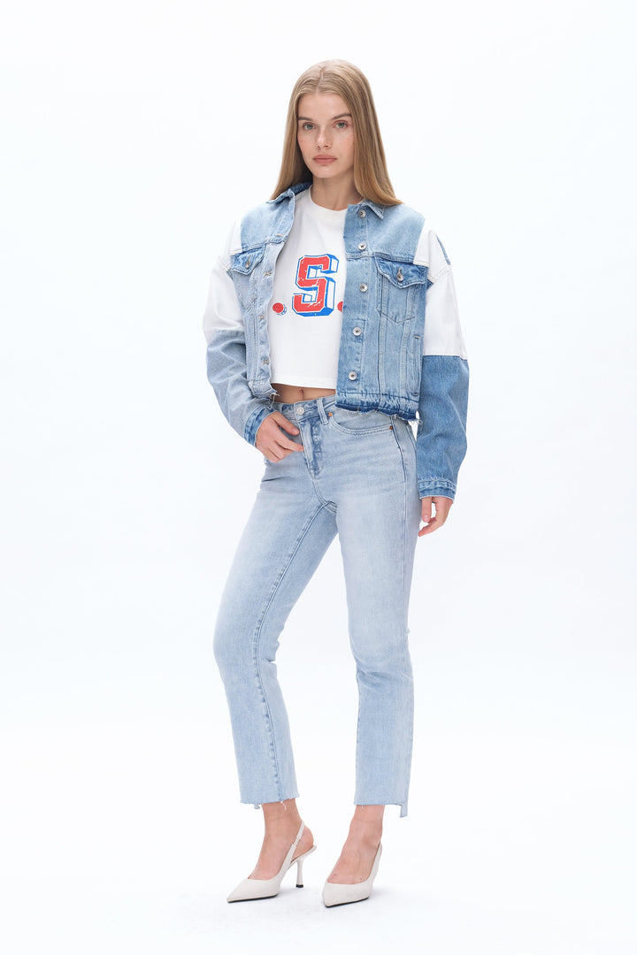 Daisy High Rise Slim Denim Jeans With Raw Hem