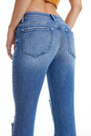 High Rise Slim Straight Jeans With Raw Hem