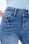 High Rise Flare Denim Jeans With Clean Hem-Flare & Bootcut-BAYEAS