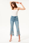 High Rise Embroidered Lace Flare Jeans