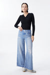 Distressed High Rise Wide Leg Jeans