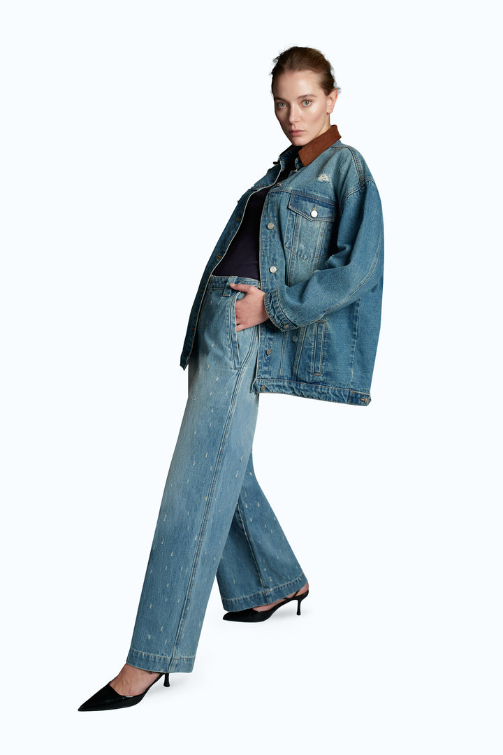 Low Rise Drop Crotch Wide Leg Denim Jeans